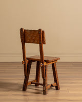 Set of 6 Brutalist Gouge Carved Dining Chairs with Plank Seats, France, 1960s