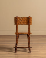 Set of 6 Brutalist Gouge Carved Dining Chairs with Plank Seats, France, 1960s