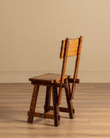 Set of 6 Brutalist Gouge Carved Dining Chairs with Plank Seats, France, 1960s