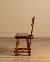 Set of 6 Brutalist Gouge Carved Dining Chairs with Plank Seats, France, 1960s