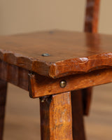 Set of 6 Brutalist Gouge Carved Dining Chairs with Plank Seats, France, 1960s