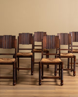 Set of 6 Art Deco Oak Dining Chairs by Charles Dudouyt, France, 1940s