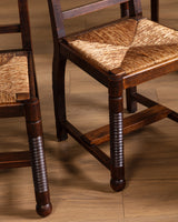 Set of 6 Art Deco Oak Dining Chairs by Charles Dudouyt, France, 1940s