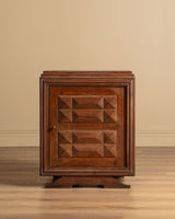 French Carved Diamond Oak Cabinet Manner of Charles Dudouyt, 1940s