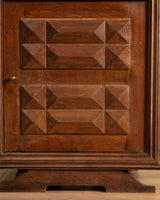 French Carved Diamond Oak Cabinet Manner of Charles Dudouyt, 1940s