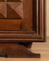 French Carved Diamond Oak Cabinet Manner of Charles Dudouyt, 1940s