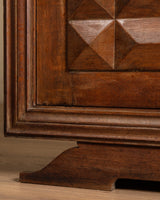 French Carved Diamond Oak Cabinet Manner of Charles Dudouyt, 1940s