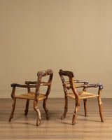 Pair of Rustic Branch & Woven Rush Armchairs, France, 1970's