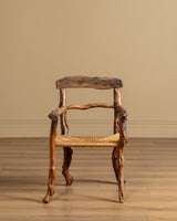 Pair of Rustic Branch & Woven Rush Armchairs, France, 1970's