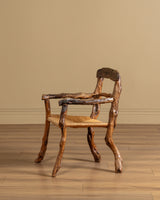 Pair of Rustic Branch & Woven Rush Armchairs, France, 1970's