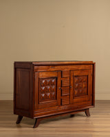 Carved Geometric Oak Sideboard Manner of Charles Dudouyt, France, 1940's