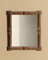 Tramp Art Mirror with Rosette Medallions, Early 20th Century