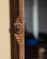 Tramp Art Mirror with Rosette Medallions, Early 20th Century