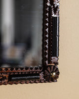 Tramp Art Mirror with Ebonized Accents, Early 20th Century