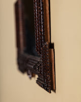 Dark Tramp Art Mirror with Exaggerated Corners, Late 19th Century