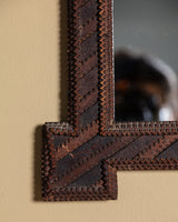 Diagonal Striped Tramp Art Mirror, Late 19th Century