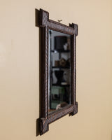 Diagonal Striped Tramp Art Mirror, Late 19th Century