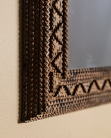 Light Wood Tramp Art Mirror with Triangles, Early 20th Century