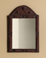 Arched Tramp Art Mirror with Carved Rosettes, Late 19th Century