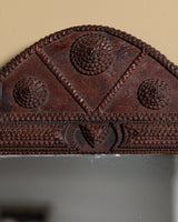 Arched Tramp Art Mirror with Carved Rosettes, Late 19th Century