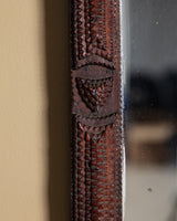 Arched Tramp Art Mirror with Carved Rosettes, Late 19th Century