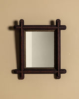 Tramp Art Rounded Cross Corner Mirror with Gilt Border, Late 19th Century