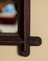 Tramp Art Rounded Cross Corner Mirror with Gilt Border, Late 19th Century