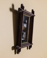 Tramp Art Rounded Cross Corner Mirror with Gilt Border, Late 19th Century