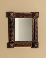 Tramp Art Mirror with Dimensional Carved Corners, Mid 20th Century
