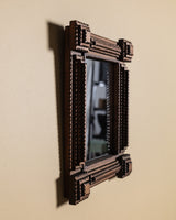 Tramp Art Mirror with Dimensional Carved Corners, Mid 20th Century
