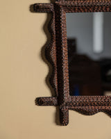 Tramp Art Wavy Edge Mirror with Cross Beam Corners, Late 19th Century