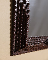 Small Brown Painted Tramp Art Mirror, Early 20th Century