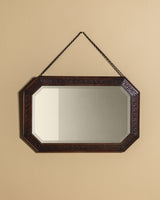 Carved Wood Greek Key Beveled Mirror, America, 1930's