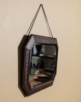 Carved Wood Greek Key Beveled Mirror, America, 1930's