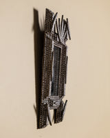 Silver Painted Tramp Art Mirror with Leaf Crest, Late 19th Century