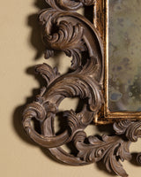 Rococo Carved Wood Mirror with Foxed Glass, Italy, Late 19th Century