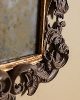 Rococo Carved Wood Mirror with Foxed Glass, Italy, Late 19th Century