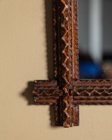 Tramp Art Zigzag Mirror with Crossed Corners, Late 19th Century
