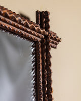 Tramp Art Zigzag Mirror with Crossed Corners, Late 19th Century