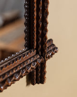 Tramp Art Zigzag Mirror with Crossed Corners, Late 19th Century
