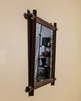 Tramp Art Zigzag Mirror with Crossed Corners, Late 19th Century