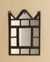 Tramp Art Pointed Gable Mirror with Panels, 19th Century