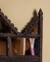 Tramp Art Pointed Gable Mirror with Panels, 19th Century