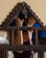 Tramp Art Pointed Gable Mirror with Panels, 19th Century