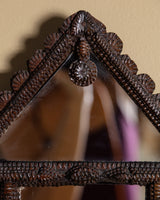 Tramp Art Pointed Gable Mirror with Panels, 19th Century