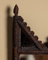 Tramp Art Pointed Gable Mirror with Panels, 19th Century