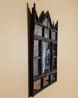 Tramp Art Pointed Gable Mirror with Panels, 19th Century