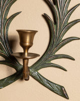 Pair of Verdigris Brass Wing Wall Sconces, Mid-20th Century