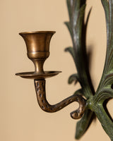 Pair of Verdigris Brass Wing Wall Sconces, Mid-20th Century