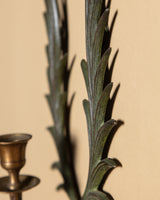 Pair of Verdigris Brass Wing Wall Sconces, Mid-20th Century